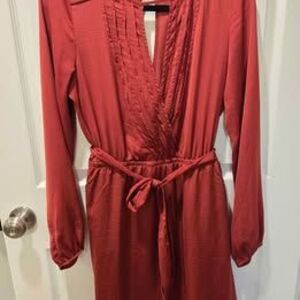 Rust Red Satin Boutique Dress with pockets size M/L